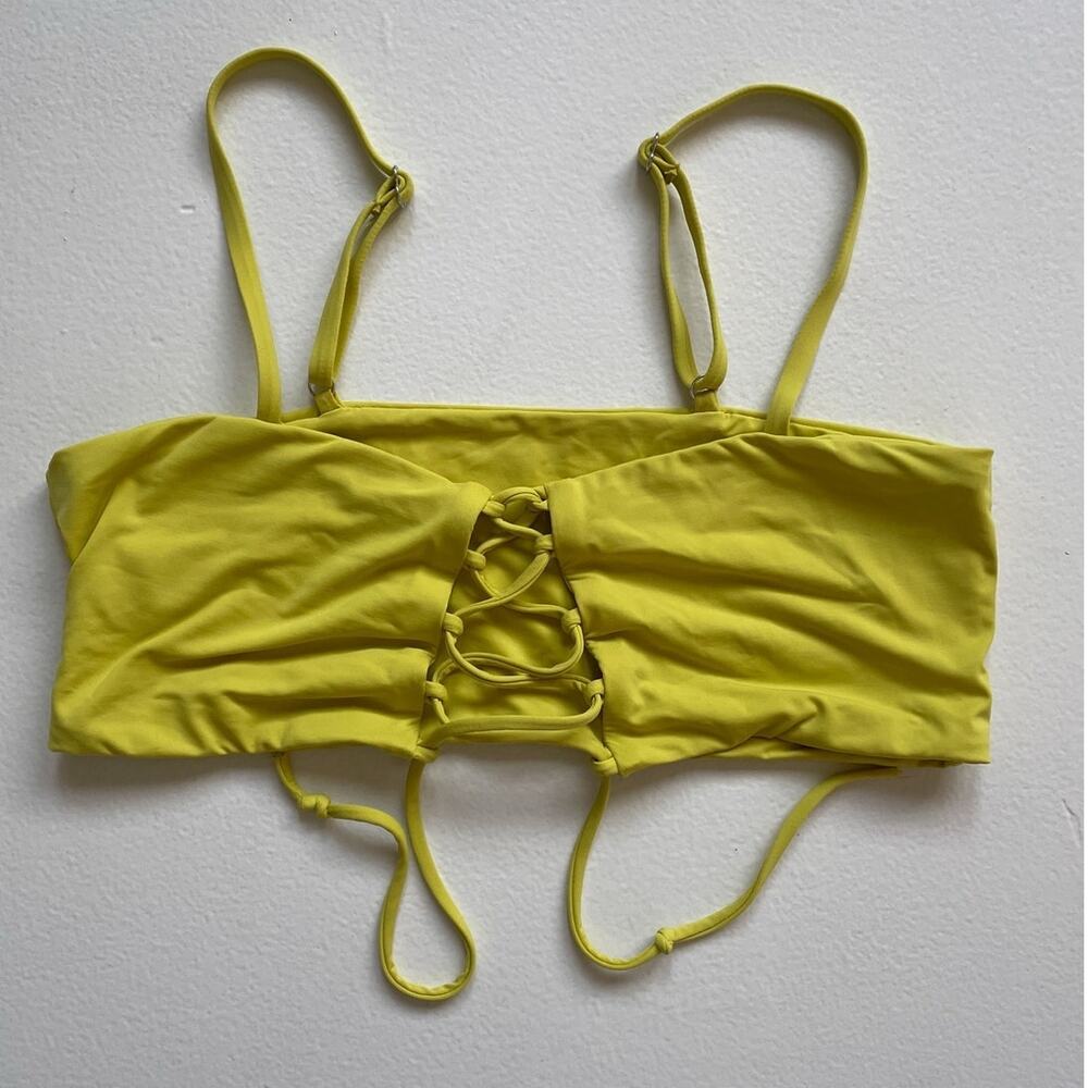 DIPPIN' DAISY'S Swimwear Yellow Bandeau Tied Swimsuit Top / Sz M / Made in USA